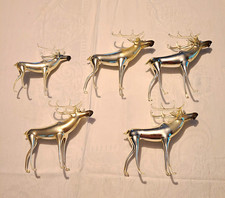 5 VTG Hand-Blown German Mercury Glass  Standing Reindeer Clear Antlers Christmas picture