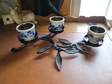 3 Salmon Falls Votives With Black Metal Leaf Candle Holder picture