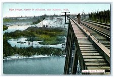 c1950's High Bridge Highest In Michigan Railroad Manistee Michigan MI Postcard picture
