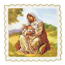 Embroidered The Good Shepherd Chalice Pall Cotton Handmade 7 Inch Square, 4 Pk picture
