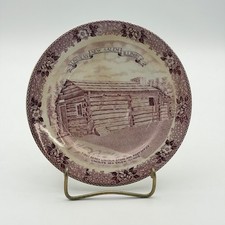 Vintage Adams Lincoln's New Salem Illinois Commemorative Plate Purple Mulberry picture