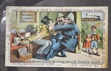 Antique Le Page’s Liquid Glue Victorian Trade Card Comic Police Train VT Stamp picture