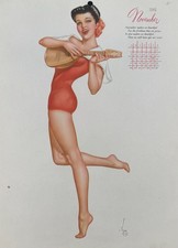 Vintage 1946 Vargas Pin Up Calendar Page November Esquire Varga Girl Pinup 12x8 picture