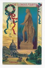 The Glorious Fourth Patriotic 4th Of July George Washington Embossed DB Postcard picture