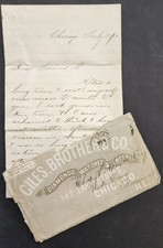 1868 antique GILES BROTHER & CO chicago il diamond watch jewelry ENV w LETTER  picture