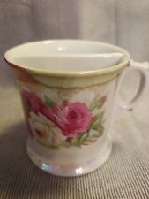 ANTIQUE SHAVING SCUTTLE MUG HAND PAINTED FLORAL OPALESCENT LADIES / BARBER CUP  picture