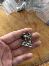 CCI Comstock Pewter Centaur Chiron Staff Emerald Green Rhinestone Mini Figurine picture