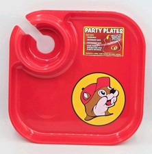New BUC-EE'S Reusable Party Plate W Cup Holder Couch Tray Travel Camping Buc-ees picture