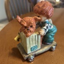 VTG W Germany Signed Goebel Red Head Boy w/ Dog on a Cart 1953 Byj 28 Gangway picture