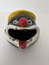 Vintage Thames Redware Clown Face Ashtray Yellow Hat Redware Pottery MCM picture