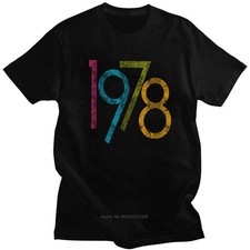 Colorful Vintage 1978 T Shirt For Men Cotton Old T-shirt Short Sleeve Birthday G picture