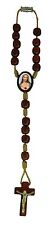 Sacred Heart of Jesus Car/Auto Rearview Mirror Wooden Rosary, Made in Brazil picture
