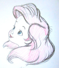 SIGNED LITTLE MERMAID ARIEL BABY WALT DISNEY ORIGINAL MERCHANDISE cel DRAWING picture