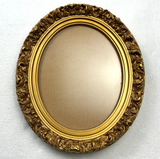 VTG Oval Wall Picture Frame Ornate Gold Tone Rococo Baroque Style Glass 12x10 picture