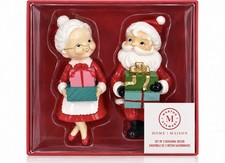 Martha Stewart Santa & Mrs. Clause Shelf Sitters 8” Figurines Christmas Holiday picture
