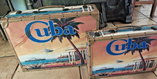 Two Vintage Pan American Airways VISIT CUBA Luggage & Fan picture