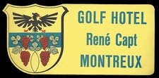 Golf Hotel MONTREUX Switzerland - vintage luggage label picture