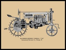 1939 IH Farmall Model F20 Tractor w. Cutaway View NEW Sign 24x30