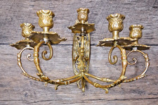 Antique Marked Harvin Brass Candelabra 5 Candle Wall Sconce Intricate Design USA picture