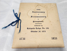 1931 Pennsylvania Masonic Program Lafayette Lodge 194 Freemasonry 200th Clean picture
