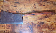 Antique Foster Bros No 12 Hog Splitter Cleaver Butcher Knife Long Wood Handle picture