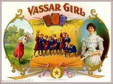 1909 Vassar Girl College Smoke Vintage Cigar Tobacco Box Crate Label Art Print picture