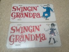 Vintage Swingin Swingers Sex  Grandpa Grandma Booster License Plate Vanity Tag  picture