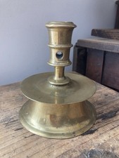 Antique 16th C Heavy Brass Capstan Candlestick Brass Book Reference 154D picture