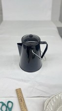 Vintage Black & White Speckled Enamelware Percolator Camping Cowboy Coffee Pot picture