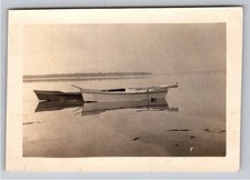 1930s Wooden Rowboats Black Lake Reflections Vintage Sepia Photo Snapshot picture