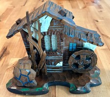 VTG SANKYO JAPAN Rustic Wooden Chalet Cabin  Water Mill Wheel Winder Music Box picture