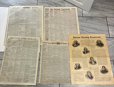 Lot of 5 Pre-1900 Newspapers: New-York Tribune, Herald, Boston Transcript picture