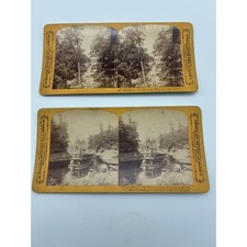 2 H.H. Bennett Stereoview Cards Wisconsin Dells Steamer Apollo No. 1 River Views picture