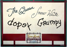 Snow White The Queen Grumpy Autograph Card Disney Storybook Dining Artist Point picture