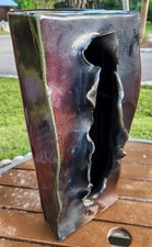 Vintage MCM Toyo Japan Ikebana Large 16” Brutalist Studio Torn Slit Vase picture