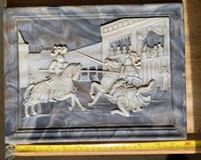 Incolay Stone Relief Wall Plaque – Medieval Jousting Knights by J.W. Roberts   picture