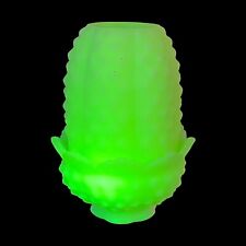 Vintage Fenton Satin Custard Hobnail UV Glow Uranium Glass Fairy Light Lamp 4.5
