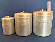 Vintage A. Heller Aluminum/Copper Hostess Ware Stacking Canisters Made In Italy picture