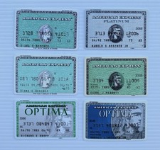 LOT of 6 Vintage American Express Green Cards AMEX 1970s 1990s Optima Platinum picture