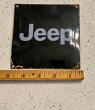 Jeep Black/Gray Metal Advertising Sign Plate w/ Mounting Holes 4 in Square picture