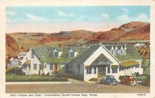 Grand Coulee Dam Washington birds eye view of Grene Hut Caf vintage pc DD6970 picture