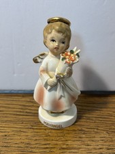 Vtg Basilica Japan May Birthday Month Angel Ceramic Figurine Flower Bouquet picture