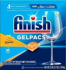 Finish Gelpacs Dishwasher Pods, Dish Detergent, Orange Scent, 84ct picture