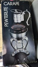VINTAGE PEWTERLITE CARAFE AND WARMING STAND 9 Cup Open Box Unused Fb Rogers picture