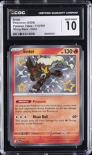 2024 POKÉMON PALDEAN FATES SHINY RARE HOLO #112/091 ENTEI CGC 10 GEM MINT picture