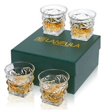 Diamond Whiskey Glasses LANFULA Crystal Old fashioned Scotch Tumblers Men Gift picture