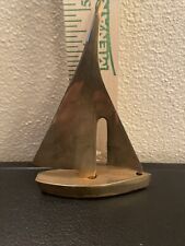 Vintage Brass Sailboat Paperweight Collectible 5” picture