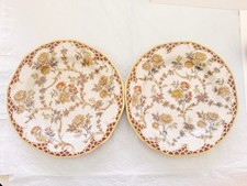 Pair Vtg Chinese Porcelain Wall Plates Wah Wing Tong Crackle Glaze Floral Rose picture