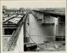 1954 Press Photo Construction development of the Maumee River Bridge in Ohio picture