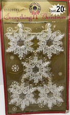 VTG Clear Plastic Snowflake Christmas Ornaments Set of 20 Sealed Holiday Decor  picture